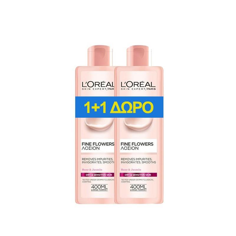 LOREAL SKIN EXPERT FINE FLOWERS ΛΟΣΙΟΝ ΞΗΡΗ-ΕΥΑΙΣΘΗΤΗ ΕΠΙΔΕΡΜΙΔΑ 400ML 1+1