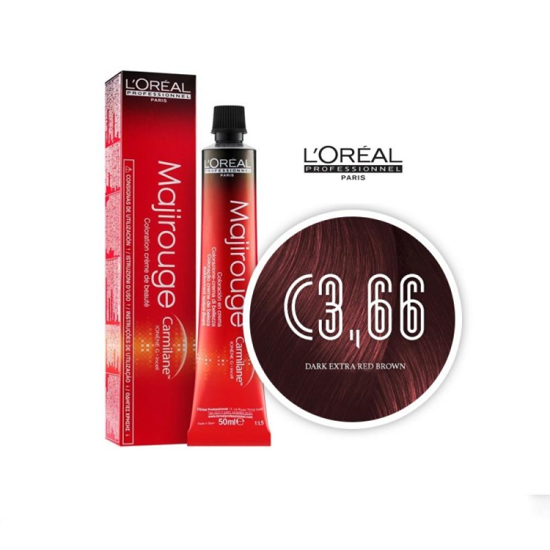 LOREAL MAJIREL COLOR MAJIROUGE N.C3.66 DARK BROWN DEEP RED 50ML