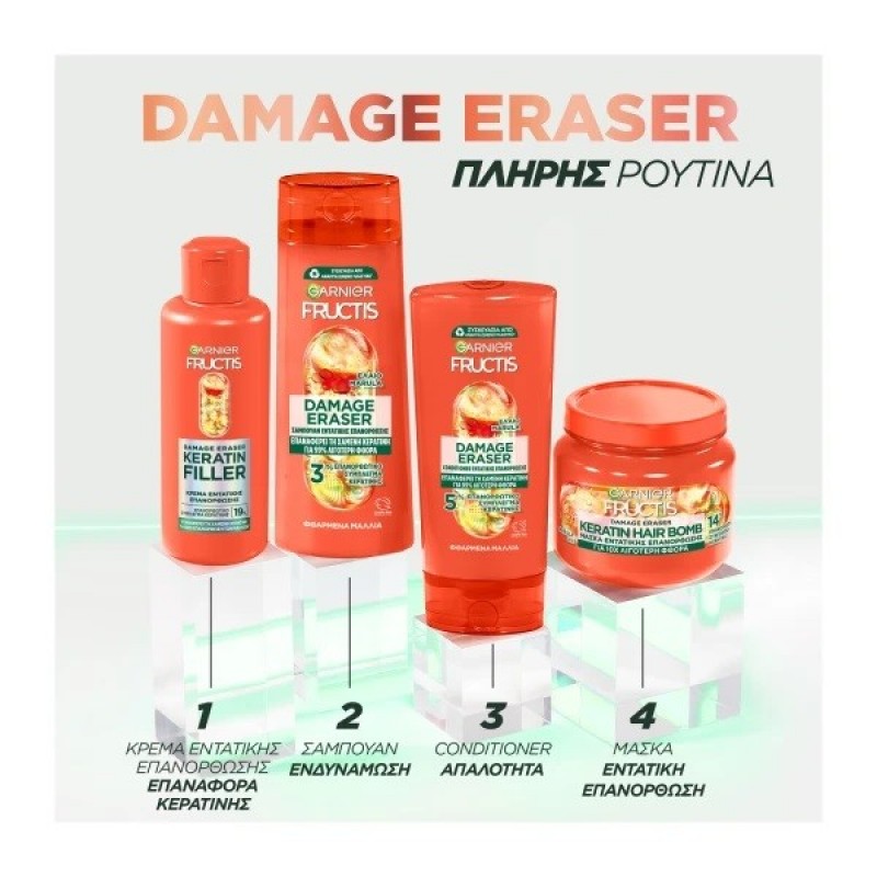 FRUCTIS DAMAGE ERASER ΜΑΣΚΑ ΜΑΛΛΙΩΝ ΕΝΤΑΤΙΚΗΣ ΕΠΑΝΟΡΘΩΣΗΣ ΜΕ ΚΕΡΑΤΙΝΗ ΚΑΙ ΛΑΔΙ ΜΑΡΟΥΛΑ 320ML