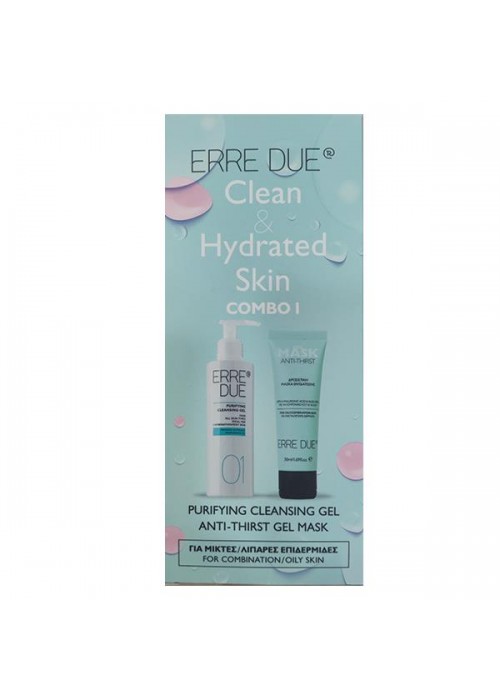 ERRE DUE CLEAN AND HYDRATED COMBO 1 PURIFYING CLEANSING GEL AND ANTI-THIRST GEL